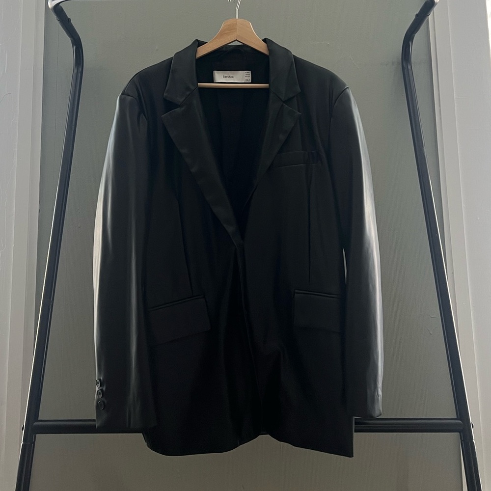 Bershka Faux Leather Blazer Jacket
